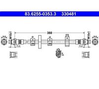 Brake Hose ATE 83.6255-0353.3 for TRANSPORTER T4 Van 2 1990-2003