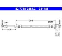 Brake Hose ATE Fits FERRARI 208308 Mondial 308 GTB Qv GTS 8 118101