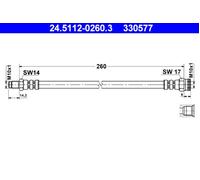 Brake Hose ATE Fits FIAT PEUGEOT CITROEN Ducato J5 C25 Panorama 481627