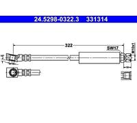 Brake Hose ATE Fits OPEL SAAB Ascona C Astra F Van Calibra A Kadett E 562350