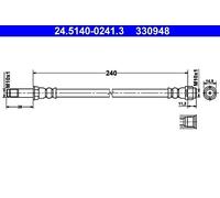 Brake Hose ATE Fits VW Caravelle V Bus Multivan T5 Transporter 7H8611779