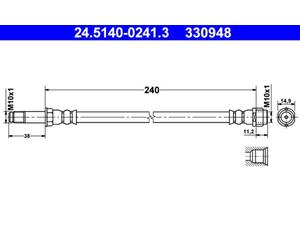 Brake Hose ATE Fits VW Caravelle V Bus Multivan T5 Transporter 7H8611779