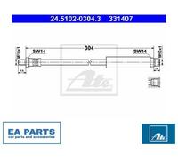 Brake Hose for BMW E30 E60 E61 E63 E64 E65 Z1 Roadster ATE 24.5102-0304.3