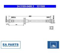 Brake Hose for BMW E53 ATE 24.5169-0480.3 NEW