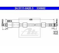 Flexible brake hose 24.5111-0420.3 ATE for PEUGEOT CITROËN