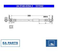Brake Hose for MERCEDES-BENZ C218 X218 W212 S212 ATE 24.5140-0354.3 NEW