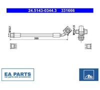 ATE Brake Hose 24.5143-0344.3 - for Opel Astra K / Vauxhall Astra