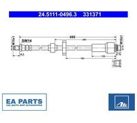 Brake Hose for PEUGEOT 2008 208 ATE 24.5111-0496.3