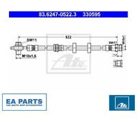 Brake Hose for SKODA FABIA PRAKTIK ROOMSTER ATE 83.6247-0522.3