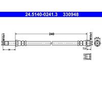 Brake Hose ATE Fits VW Caravelle V Bus Multivan T5 Transporter 7H8611779