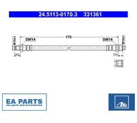 Brake Hose for VW TRANSPORTER Mk IV Platform/Chassis ATE 24.5113-0170.3