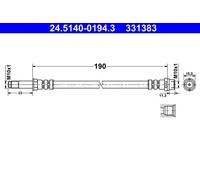 ATE Brake Hose 24.5140-0194.3 - for VW Transporter, Caravelle, Multivan, Kombi, T5/T6