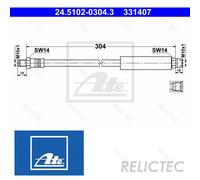 Brake Hose ATE 24.5102-0304.3 for BMW 3 (E30) 1.6 1988-1991