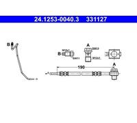 Flexible brake hose 24.1253-0040.3 ATE for VW AUDI SKODA