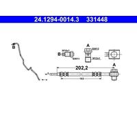Brake Hose for AUDI SEAT VW ATE 24.1294-0014.3