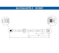 ATE Brake Hose 24.5104-0378.3 for FIAT 500/500C, Panda/Van, Abarth 500C/595C/695C 0.9L