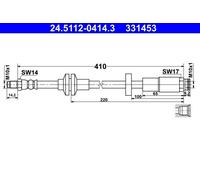 ATE Brake Hose 24.5112-0414.3 for Alfa Romeo Giulietta (940/A5/A7/C3) - Flexible
