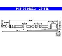 Flexible brake hose 24.5134-0689.3 ATE for BMW X3 X4