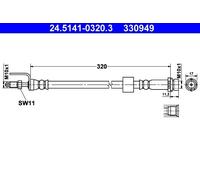 Flexible brake hose 24.5141-0320.3 ATE for FORD TRANSIT Bus TRANSIT Van
