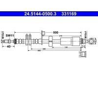ATE Flexible Brake Hose 24.5144-0500.3 (OE 4806J6) - Fits Citroen C8 (06-12) & Peugeot 807 (06-10)