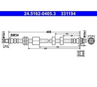 Flexible brake hose 24.5162-0405.3 ATE for VOLVO XC70 II V60 I XC70 II VAN