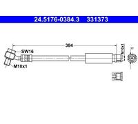 ATE 24.5176-0384.3 Brake Hose for ,CHEVROLET,OPEL,SAAB,VAUXHALL