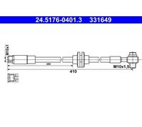 Flexible brake hose 24.5176-0401.3 ATE for OPEL CHEVROLET
