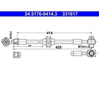ATE Brake Hose 24.5176-0414.3 Flexible for Opel Vauxhall