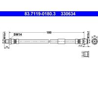 2x ✅Fits ATE 83.7119-0180.3 Brake Hose 83.7119-0180.3 Brake pipe/hos ⭐UK Seller⭐