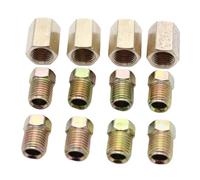 Brake-Line Connector Brake Fittings 7/16-24 Threads Brass Inverted Flare for 1/4 inch Line 12 Pcs Assortment