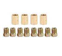 Brake Line Fittings Kit 12pcs Brass Universal 3/8in 24 Thread 4 Union 8 Nut Perfect Replacement for Mercedes Suitable for 3/16in Tube Car Modification