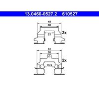 BRAKE PAD FITTING KIT 13.0460-0527.2 ATE for NISSAN RENAULT
