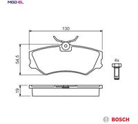 Bosch BP511 - Brake Pads Car Front Axle - Bosch Quality - Reduced Noise and Dust - ECE-R90 Certified - Copper-Free - 1 Set of 4 Pads - With Accessories