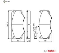 Brake pads 0 986 494 301 BOSCH for IVECO DAILY II Van DAILY II Platform/Chassis