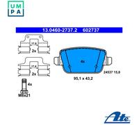 Brake Pad Set, disc brake ATE 13.0460-2737.2 for VOLVO S80 II (124) 3.2 2006-201
