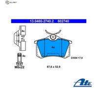 ATE Brake Pads 13.0460-2740.2 - Rear Disc Pads for Renault, Citroën, Peugeot, DS