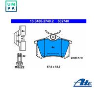 ATE Brake Pads 13.0460-2740.2 - Rear Disc Pads for Renault, Citroën, Peugeot, DS