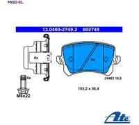 Brake pads 13.0460-2749.2 ATE for VW SEAT SKODA AUDI