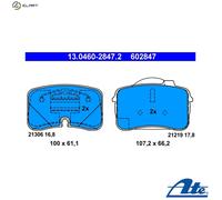 ATE 13.0460-2847.2 Brake pad set