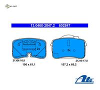 BRAKE PAD SET DISC BRAKE 13.0460-2847.2 FOR AUDI 3B/AAN 2.2L 5cyl 100PT 3.6L V8