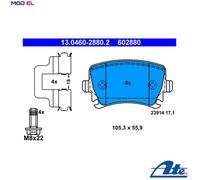 Brake pads 13.0460-2880.2 ATE for VW SEAT SKODA AUDI