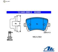 Brake pads 13.0460-2880.2 ATE for VW SEAT SKODA AUDI