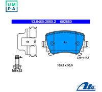 ATE Brake Pad Set 13.0460-2880.2 - Disc Brake, Fits Audi/Seat/Skoda/VW (A3, Q3, TT, EOS, Exeo)