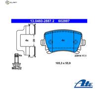 ATE Brake Pad Set 13.0460-2887.2 Disc Brake for VW Audi Seat Skoda