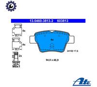 ATE Brake Pad Set 13.0460-3813.2 Disc Brake for Peugeot Citroen