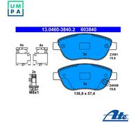 ATE Disc Brake Pad Set 13.0460-3840.2 / T1704 for Vauxhall Opel Fiat Corsa Mk III