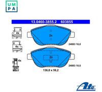 Brake Pad Set, disc brake ATE 13.0460-3855.2 for DS DS 3 (SA_) 1.6 2015-2019