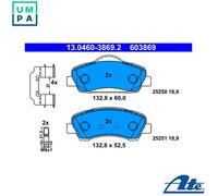 ATE Disc Brake Pads 13.0460-3869.2 for PEUGEOT 308 II (AHW 5FM 5GN 5FV 5FA HMZ 9HP 9HC)