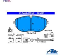 ATE Brake pad set 13.0460-3893.2 incl. wear warning contact with brake caliper screws with accessories VOLKSWAGEN: Multivan 6, California T6 Minibus