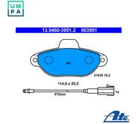 Brake pads 13.0460-3951.2 ATE for FIAT PUNTO PUNTO Convertible PUNTO Van